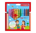 Trousseau de 12 feutres Stabilo Cappi couleur assorties pointe moyenne