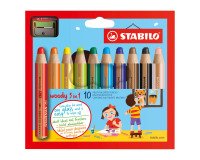Lápiz de color STABILO Woody 3 en 1 colores surtidos - Caja de 10 + 1 sacapuntas