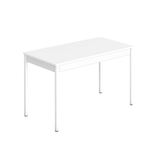 Mesa de reunión Multiforma clásica rectangular blanca patas blancas