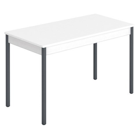 Mesa de reunión Multiforma clásica rectangular blanca patas antracita