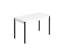 Mesa de reunión Multiforma clásica rectangular blanca patas negras