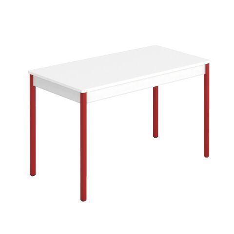 Mesa de reunión Multiforma clásica rectangular blanca patas rojas