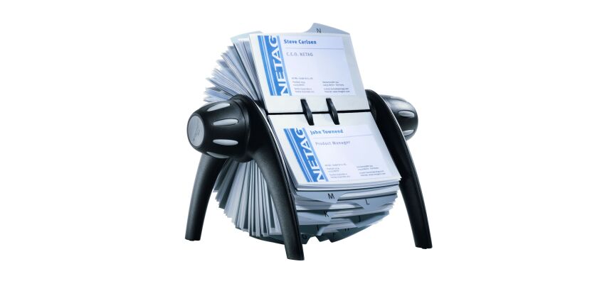 Fichier rotatif ouvert noir Durable pour cartes de visite