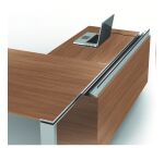 Bureau compact retour à droite noyer L 200 x P 100 cm, piétement métal - Maestro