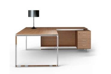 Bureau avec retour sur caisson Direction Darwin piètement métal Darwin