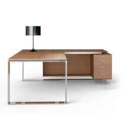 Bureau avec retour sur caisson Direction Darwin piètement métal Darwin