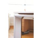 Bureau compact retour à gauche noyer L 200 x P 100 cm, piétement métal - Maestro