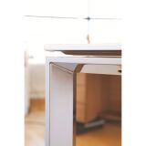 Bureau compact retour à gauche noyer L 200 x P 100 cm, piétement métal - Maestro