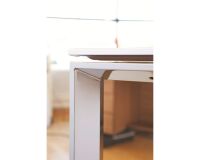 Bureau compact retour à gauche noyer L 200 x P 100 cm, piétement métal - Maestro