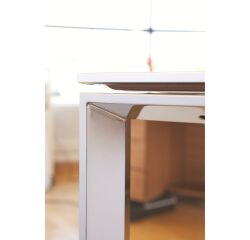 Bureau compact retour à gauche noyer L 200 x P 100 cm, piétement métal - Maestro