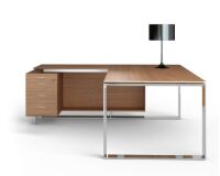 Directiewerkpost met bijzet op ladeblok met metalen onderstel Darwin