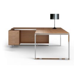 Bureau avec retour sur caisson Direction Darwin piètement métal Darwin