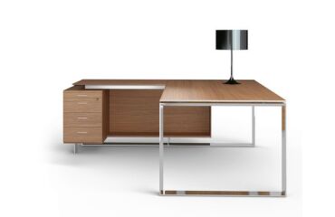 Bureau avec retour sur caisson Direction Darwin piètement métal Darwin