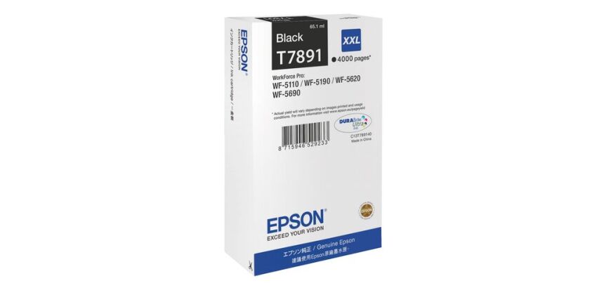 Cartouche Epson T7891 très haute capacité noire pour imprimante jet d'encre