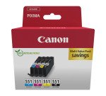 Canon CLI551 Pack cartouche de 4 couleurs pour imprimante jet d'encre
