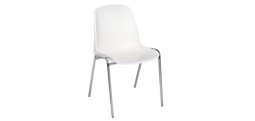 Chaise coque SORA, polypropylène non feu, pieds métal