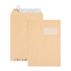 Pochette kraft brun 85 gr GPV 229 x 324 mm avec fenêtre 50 x 100 mm - Boîte de 500