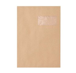 Bolsa kraft marrón C4 229 x 324 mm GPV 85 g con ventana 50 x 100 mm - Caja de 250