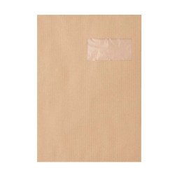 Pochette kraft brun C4 229 x 324 mm GPV 85 g avec fenêtre 50 x 100 mm - Boîte de 250