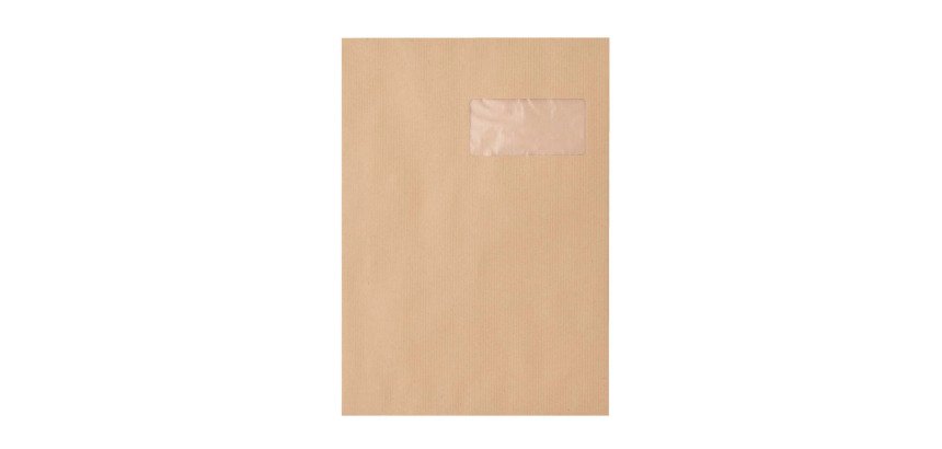 Pochette kraft brun C4 229 x 324 mm GPV 85 g avec fenêtre 50 x 100 mm - Boîte de 250