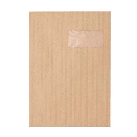 Bolsa kraft marrón C4 229 x 324 mm GPV 85 g con ventana 50 x 100 mm - Caja de 250