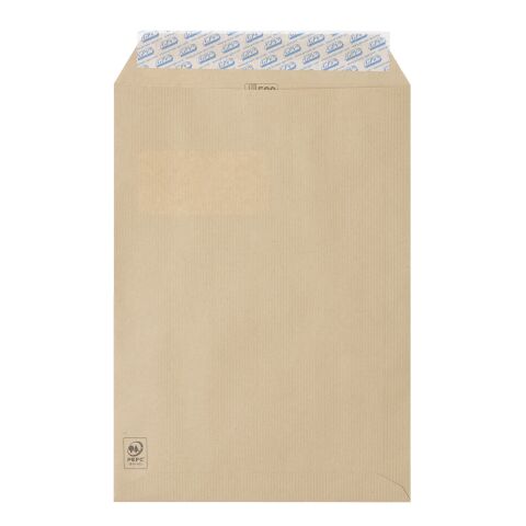 Bolsa kraft marrón 85 g GPV 229 x 324 mm con ventana 50 x 100 mm - Caja de 500