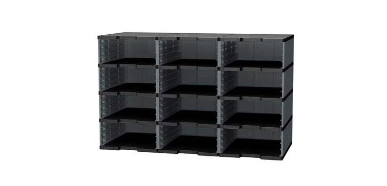 Trieur 12 cases jumbo Modulodoc Exacompta gris