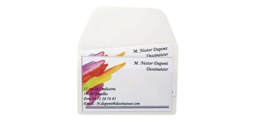 Packet of 10 adhesive sleeves for business cards