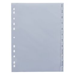 Jeu de 12 intercalaires mensuels polypropylène gris 12/100e - Maxiburo
