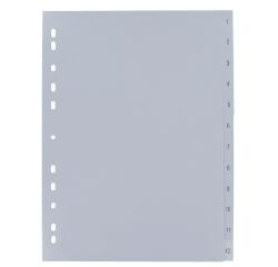 Set of numbered dividers with 12 divisions in grey polypropylene Maxiburo