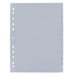 Set of numbered dividers with 12 divisions in grey polypropylene Maxiburo