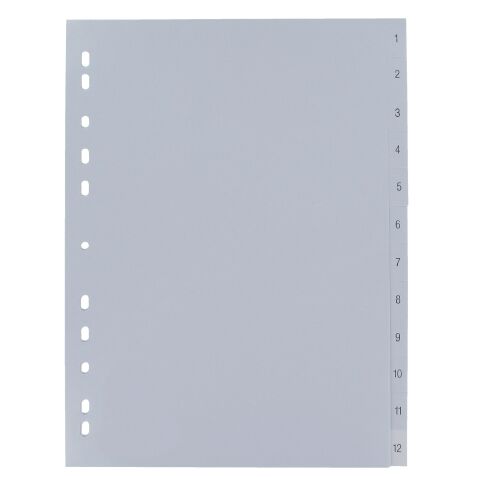 Set of numbered dividers with 12 divisions in grey polypropylene Maxiburo