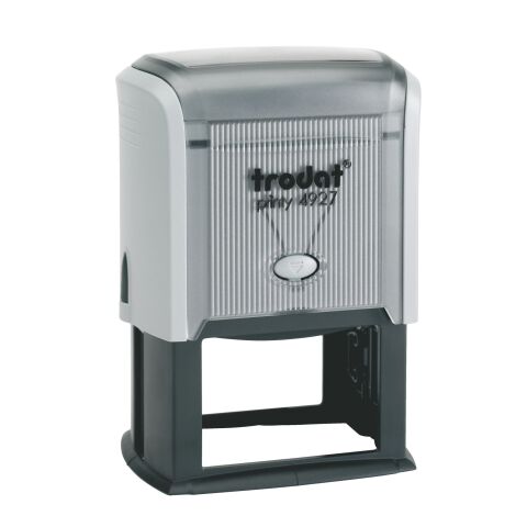 Trodat Printy 4927 Formato Grande sello con texto personalizado 9 líneas monocromo carcasa gris