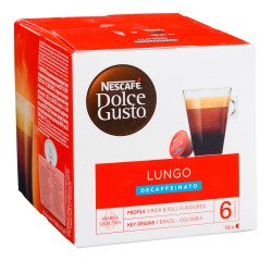 Schachtel mit 16 Kaffeekapseln Nescafé Dolce Gusto Lungo decaffeinato