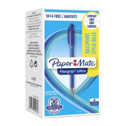 Pack 30 + 6 balpennen Flexgrip Ultra Papermate inklikbaar