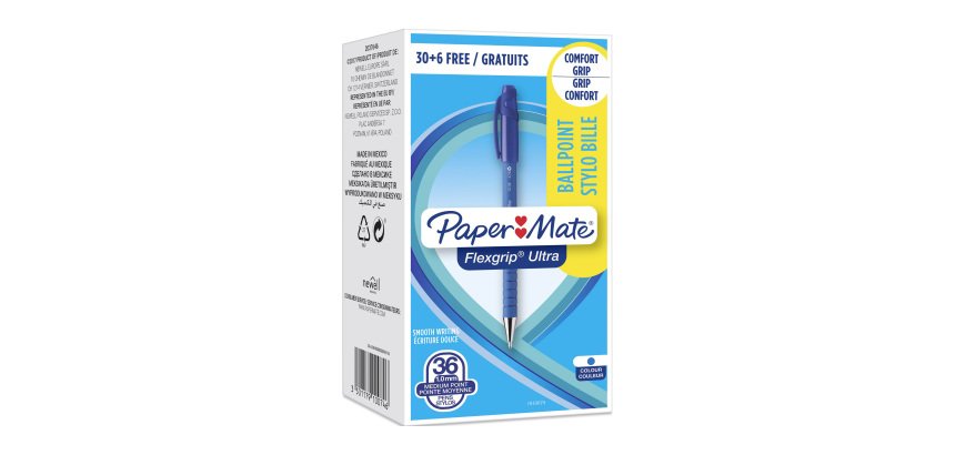 Pack de 30 stylos bille Flexgrip Ultra Paper Mate rétractables + 6 offerts