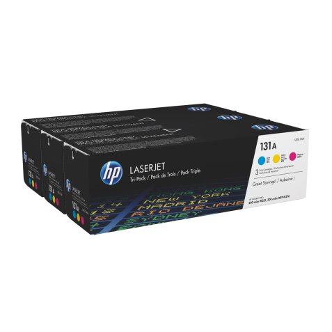 HP 131A - U0SL1AM Pack 3 toners couleurs pour imprimante laser