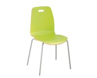 Bucket seat wood with tube shaped undercarriage in metal