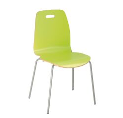 Bucket seat wood with tube shaped undercarriage in metal