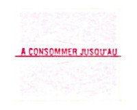 Roll of 1500 labels "A consommer jusqu'au" (in French) 18 x 16 mm Sato Duo 16 fluo orange