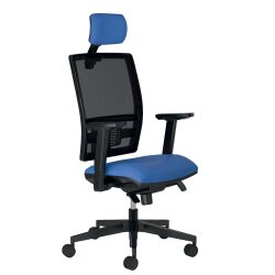 Chaise de bureau Bruneau Activ' Tissu et maille - Dossier haut avec soutien lombaire - Avec têtière - Pieds noir