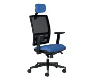 Bürostuhl Bruneau Activ' Stoff und Netz - Hohe Rückenlehne mit Lendenwirbelstütze - Mit Kopfstütze - Schwarze Beine