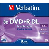 DVD+ R DOBLE CARA 2.4 x 8,5 GB VERBATIM caja de 5