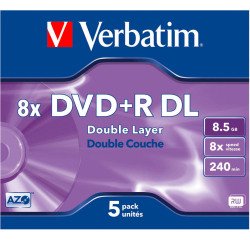 DVD+ R DOBLE CARA 2.4 x 8,5 GB VERBATIM caja de 5