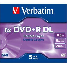 DVD+ R DOBLE CARA 2.4 x 8,5 GB VERBATIM caja de 5