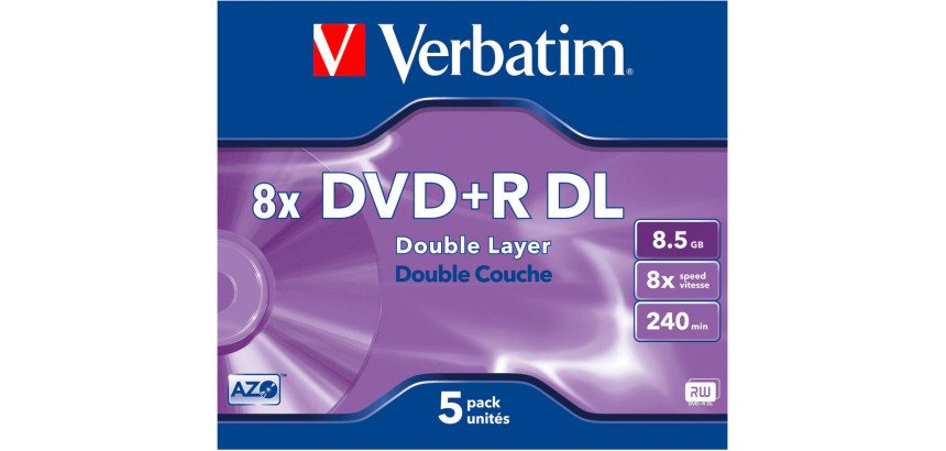 DVD+ R DOBLE CARA 2.4 x 8,5 GB VERBATIM caja de 5