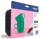 Pack 4 cartouches jet encre haute capacité Brother LC 227XL + LC 225XL