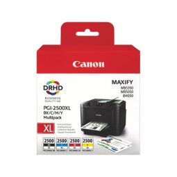 Pack 4 Tintenpatronen Canon PGI2500XL hohe Kapazität schwarz + Farben für Tintenstrahldrucker