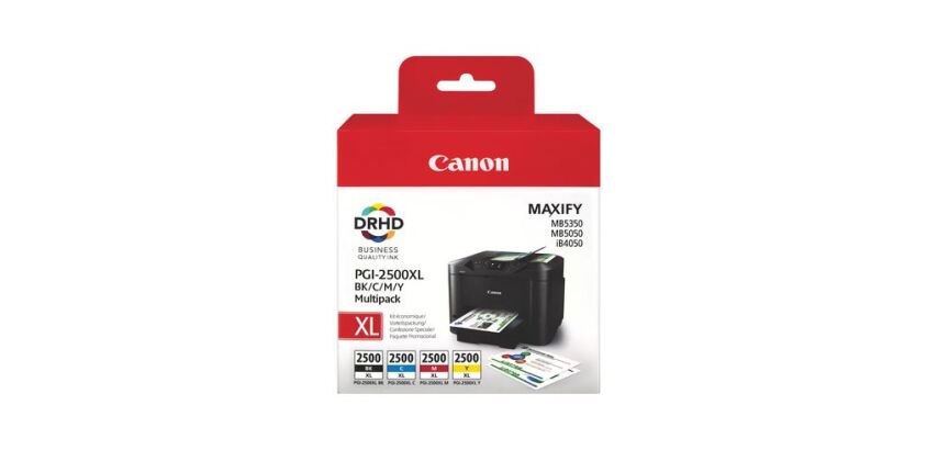 Canon PGI-2500XL Pack 4 cartuchos originales negro + tricolor de alta capacidad (2500 + 3 x 1500 páginas)