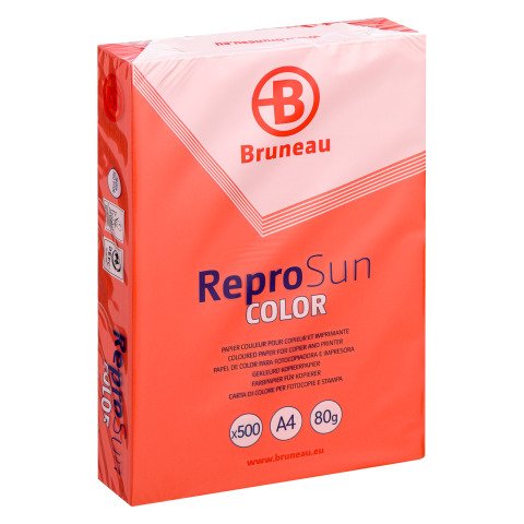 Papel color A4 80 g Bruneau Reprosun colores vivos - Paquete de 500 hojas rojo
